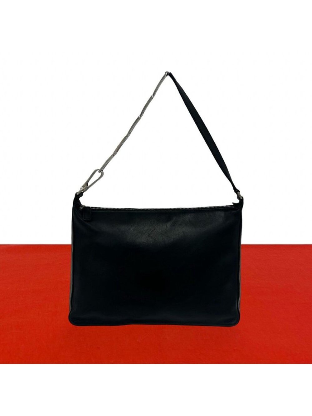 Fendi Logo Leather Shoulder Bag Black